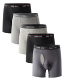 5PK Men's Soft Cotton Boxer Briefs Fly Front Underwear Mesh Fly Pouch Size: L. Fit for waist size: 30 21817-L