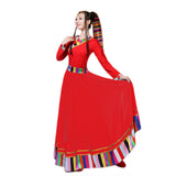 Chinese Folk Dance,tibetan dance performance costume, practice dress, Item Type: Tibetan Dance Costume, dance outfit 21834-L