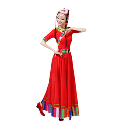 Chinese Folk Dance,tibetan dance performance costume, practice dress, Item Type: Tibetan Dance Costume, dance outfit 21834-L