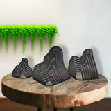 Set of 3 Nesting Metal Iron Mountain Abstract Art, Tabletop Office Garden Décor 21940-30
