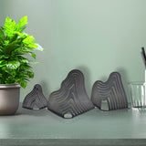 Set of 3 Nesting Metal Iron Mountain Abstract Art, Tabletop Office Garden Décor 21940-30