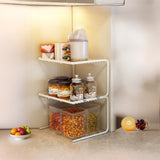 11X8.8X7.5" White 2 PK Metal Shelf Stackable Raised Display Stand Riser Storage 21940-50