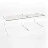 11X8.8X7.5" White 2 PK Metal Shelf Stackable Raised Display Stand Riser Storage 21940-50