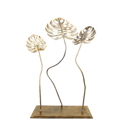 12"H Metal Art Monstera Leaf Craft Tabletop Décor Counter Home Office Lobby 21940-62