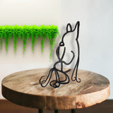3.9X5.5X0.4" Metal Bulldog Art Small Tabletop Wall Hanging Mount Abstract Sculpture 21940-70