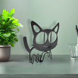 4.6X4.9X0.4" Graceful Metal Cat Art Modern Interiors with Elegance 21940-80
