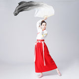1 PCS 1.5m Women Genuine Silk Belly Dance Fan Veil, Ink Gradient Color Dance Fan 21970