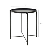 Round Side Table Coffee Table Tray Metal End Riser Stand 17X17X20" 22000