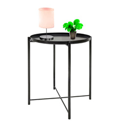 Round Side Table Coffee Table Tray Metal End Riser Stand 17X17X20" 22000