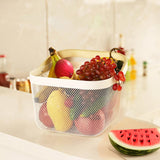 Mesh Metal Basket Storage Organizer Hanging Kitchen Fruit w/ Wood Handle 22001