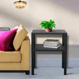 Metal 2-Tier Shelf Nightstand 14X11X17" Sturdy Riser 50 lbs Capacity End Table 22003
