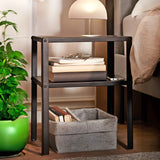 Metal 2-Tier Shelf Nightstand 14X11X17" Sturdy Riser 50 lbs Capacity End Table 22003