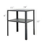 Metal 2-Tier Shelf Nightstand 14X11X17" Sturdy Riser 50 lbs Capacity End Table 22003