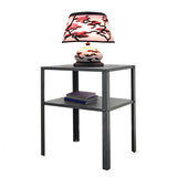 Metal 2-Tier Shelf Nightstand 14X11X17" Sturdy Riser 50 lbs Capacity End Table 22003