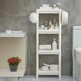 4 Tier Plastic Shelf Stand 14X10.5X39" Mesh Trays White Shower Pantry RetailShop 22004