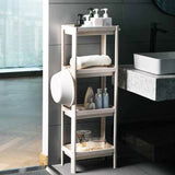 4 Tier Plastic Shelf Stand 14X10.5X39" Mesh Trays White Shower Pantry RetailShop 22004