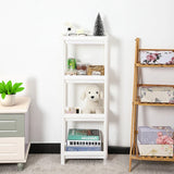 4 Tier Plastic Shelf Stand 14X10.5X39" Mesh Trays White Shower Pantry RetailShop 22004