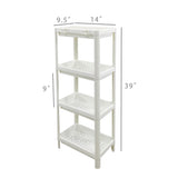4 Tier Plastic Shelf Stand 14X10.5X39" Mesh Trays White Shower Pantry RetailShop 22004