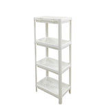 4 Tier Plastic Shelf Stand 14X10.5X39" Mesh Trays White Shower Pantry RetailShop 22004