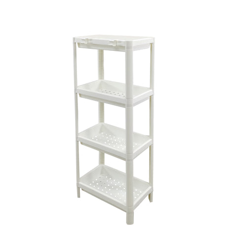 4 Tier Plastic Shelf Stand 14X10.5X39" Mesh Trays White Shower Pantry RetailShop 22004