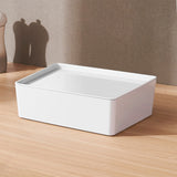 2PK Plastic Storage Bin w/ Lid White Stackable Box Pantry Kitchen Organizer 22008-2PK