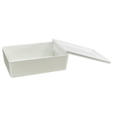2PK Plastic Storage Bin w/ Lid White Stackable Box Pantry Kitchen Organizer 22008-2PK