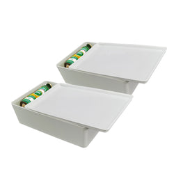 2PK Plastic Storage Bin w/ Lid White Stackable Box Pantry Kitchen Organizer 22008-2PK