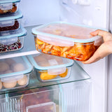 Glass Storage Container 8X6X2.6" Airtight Lunch Box Lid Freezer Microwave Oven 22010