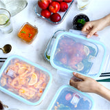 Glass Storage Container 8X6X2.6" Airtight Lunch Box Lid Freezer Microwave Oven 22010