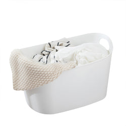 30L Laundry Basket with Handles White Plastic Multi-functional Storage Basket 22013