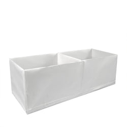 2-Cell Compartment Organier Bin White Cloth Storage Box Basket Container Divider 22019