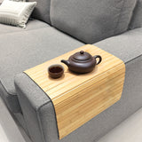 Natural Bamboo Sofa Arm Tray Table 24X16" Flexible/Foldable Drink Holder Armrest  22025
