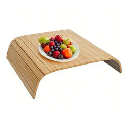 Natural Bamboo Sofa Arm Tray Table 24X16" Flexible/Foldable Drink Holder Armrest  22025