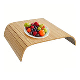 Natural Bamboo Sofa Arm Tray Table 24X16" Flexible/Foldable Drink Holder Armrest  22025