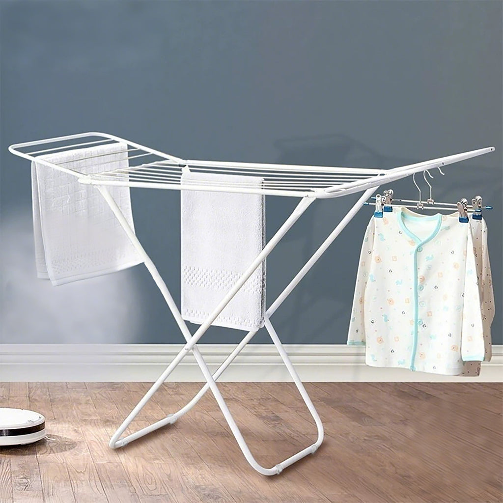 Laundry Drying Rack with Gullwings White Metal Air Dry Folding Stand 2 ...