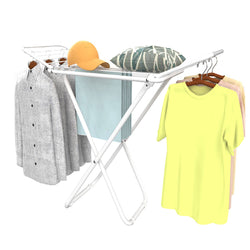 Laundry Drying Rack with Gullwings White Metal Air Dry Folding Stand 22027