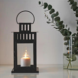 Black Tempered Glass Panel Decorative Candle Lantern Hanging for Outside Indoor 22029