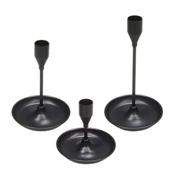 Black Candle Holder Set of 3, Taper Metal Candle Sticks Stand Holders Decor 22031