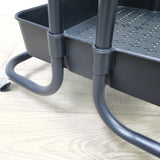 3-Tier Rolling Cart Utility Storage Rack Cart w/ Handle Wheels, Black 17X16X32 22036