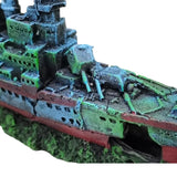 9 X 1.6 X 4.25 Resin Waterscape Sunken Ship Ornaments Decorations for Fish Tank 22040