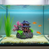 Realistic Resin Temple Fish Tank Ornament Miniature Eastern Pavilion, 5.8X4X6.5 22041