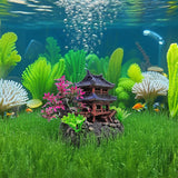 Realistic Resin Temple Fish Tank Ornament Miniature Eastern Pavilion, 5.8X4X6.5 22041