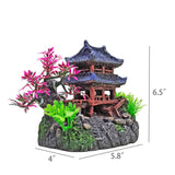 Realistic Resin Temple Fish Tank Ornament Miniature Eastern Pavilion, 5.8X4X6.5 22041