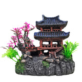 Realistic Resin Temple Fish Tank Ornament Miniature Eastern Pavilion, 5.8X4X6.5 22041