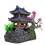 Realistic Resin Temple Fish Tank Ornament Miniature Eastern Pavilion, 5.8X4X6.5 22041