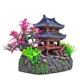 Realistic Resin Temple Fish Tank Ornament Miniature Eastern Pavilion, 5.8X4X6.5 22041