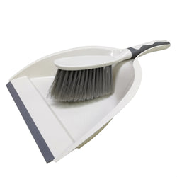 Dust Pan and Brush Set Handheld Broom & Dustpan Snap-On White Grey Cleaning 22046