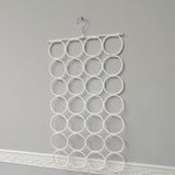 28 Loop Scarf Tie Organizer Rack Metal Woven White Space Saving Closet Hanger 22050