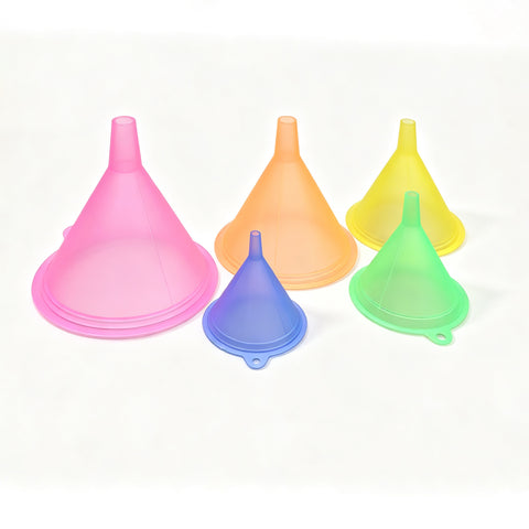 5PCS Plastic Funnel Set Colorful Multi-Size Funnels for Oil Bottles Kitchen Lab 22055