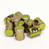 10PK M6 X 12mm Cross Hole Nuts Barrel Nuts Cross Dowels Slotted Nuts Color zinc 22106